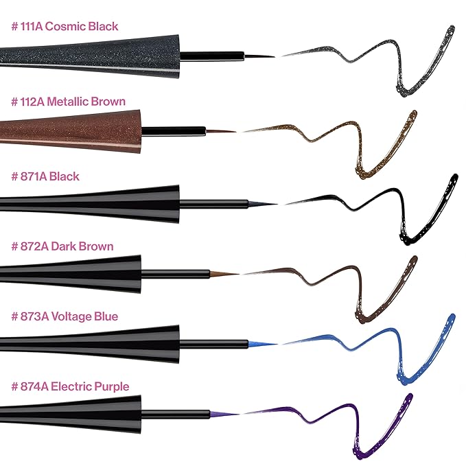 wet n wild MegaLiner Liquid Eyeliner - Metallic, Cosmic Black (Pack of 2)