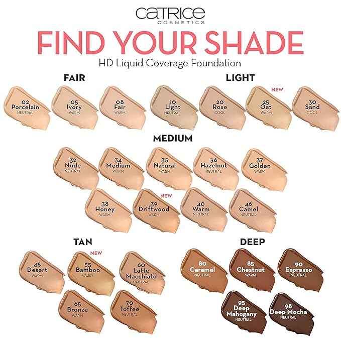 Catrice | HD Liquid Coverage Foundation | High & Natural Coverage | Vegan & Cruelty Free (055 | Warm Bamboo)