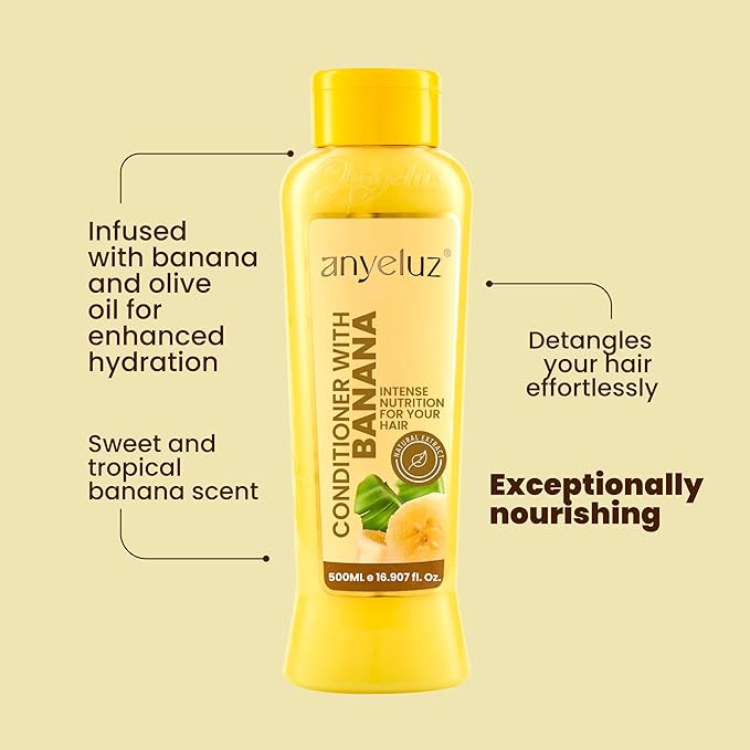 ANYELUZ Banana Conditioner - Deep Conditioning with Olive Oil for Fragile and Damaged Hair