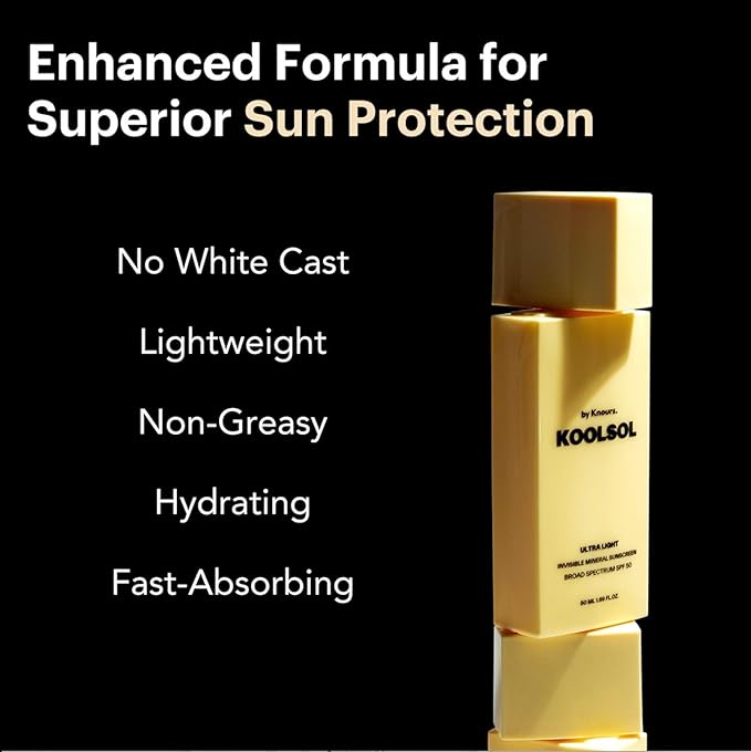Mineral Invisible Korean Centella Face Sunscreen | No White Cast | Reef Safe | Non-Greasy | For Sensitive Skin | Aloe, Niacinamide, and Panthenol | 50mL | Travel Safe | KOOLSOL by Knours