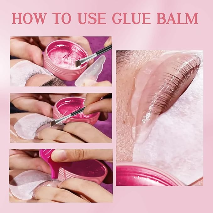 Libeauty Lash Lift Glue Balm Lash Lift Adhesive Strong Sticky Fruit Flavor Eyelash & Eyebrow Perm Glue Balm Brow Lamination Gel (Red Strawberry, 10g/0.35oz)