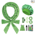 Gwabee Heatless Curls Overnight Hair Curlers to Sleep In, 9 PCS Velvet Heatless Hair Curler Overnight Curls for Women Long Medium Hair Volumes, Heatless Curling Waves Set with Sleep Bonnet - Green