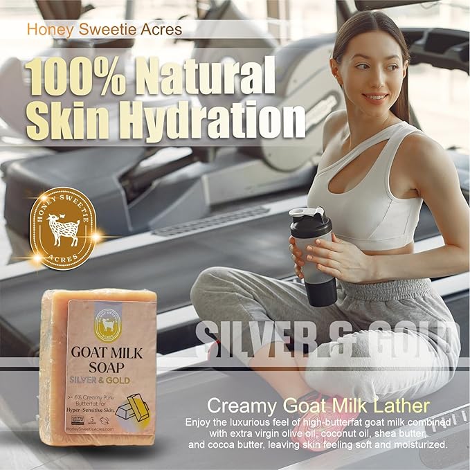 Honey Sweetie Acres Silver and Gold Goat Milk Soap - Handmade 5 oz Bar, Made with Natural Ingredients, Moisturizing & Gentle, Made in the USA