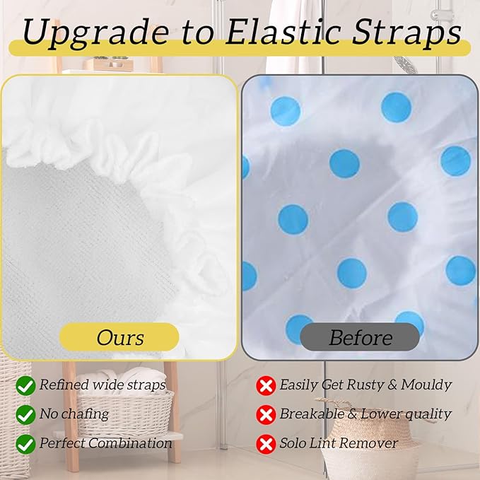 Reusable Shower Caps for Women Waterproof Double Layer Bath Cap Terry Lined Shower Cap with Elastic Large Bath Hair Caps for All Hair Lengths for Women Spa Home Salon Use(White)