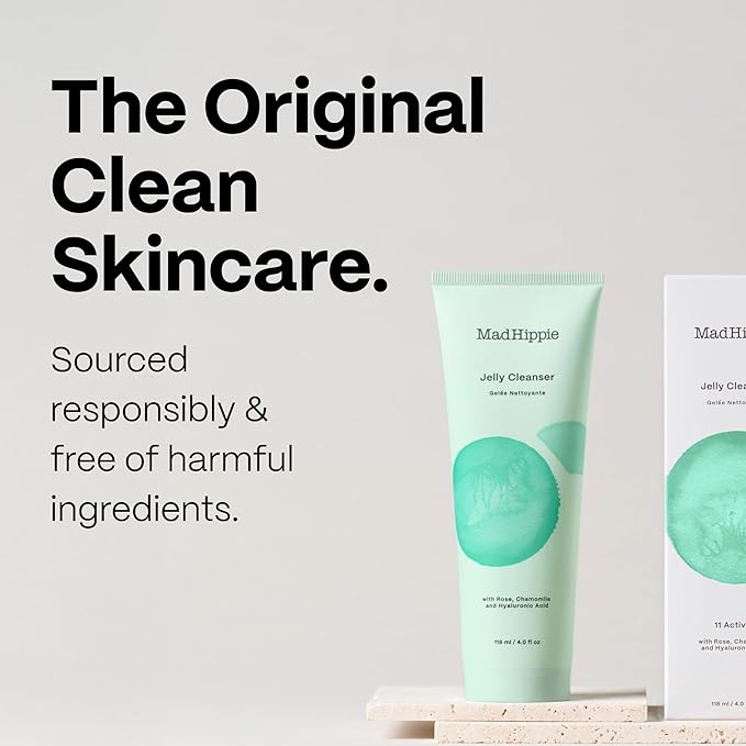Mad Hippie Gel Cleanser - Jelly to Milky Hydrating Face Wash for Women/Men with Rose, Chamomile, and Hyaluronic Acid, 4 FL OZ