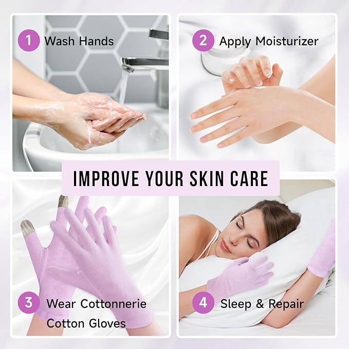 HandLove Premium 100% Cotton Gloves | Moisturizing Gloves for Dry Hands | Overnight Sleeping & Eczema | Touchscreen Friendly | Baby Pink, 2Pairs
