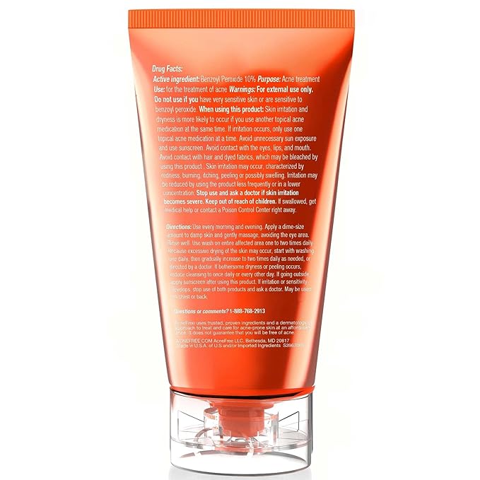 AcneFree Severe Acne 10% Benzoyl Peroxide Foaming Cleansing Wash,5 Ounce,(Pack of 2)