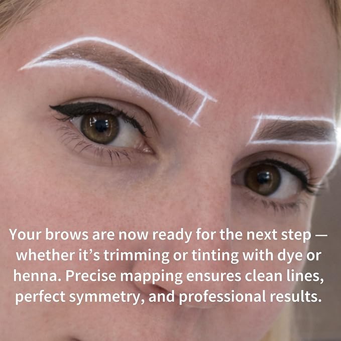 Ink Permanent Eyebrow Mapping Kit with 30m Pre-Inked Brow Mapping String, 2 White Mapping Pens and 50 Flexible Eyebrow Measuring Rulers for PMU, Microblading and Brow Design