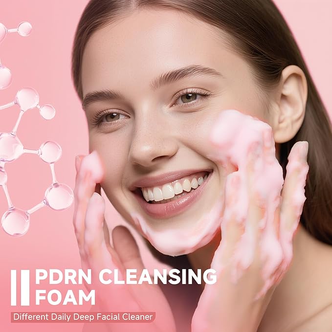 FluMisch Salmon DNA PDRN Facial Cleanser | Low pH Hydrating Daily Foaming Face Wash with Soft Massage Heads | PDRN, Collagen & LHA | Gentle Pore Care & Radiant, Balanced-Looking Skin | 4.23 oz