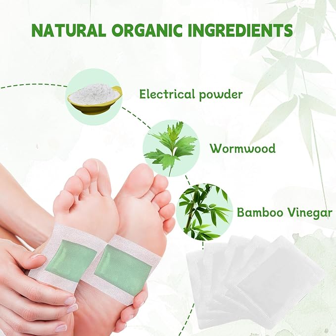 48 Packs Bamboo Vinegar Foot Pads to Feel Better, Relieve Stress & Sleep Better, Suitable for Home or Travel Use
