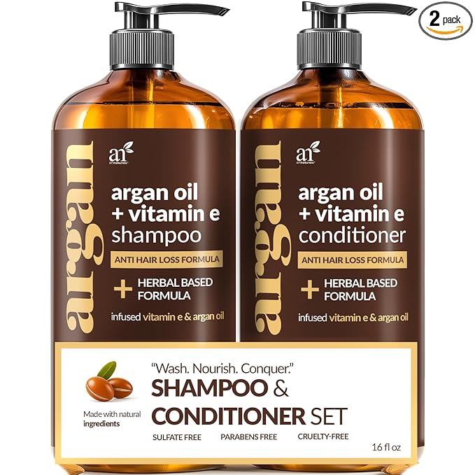artnaturals Moroccan Argan Oil Hair Loss Shampoo & Conditioner Set - (2 x 16 Fl Oz / 473ml) - Sulfate Free Hair Regrowth for Men & Women