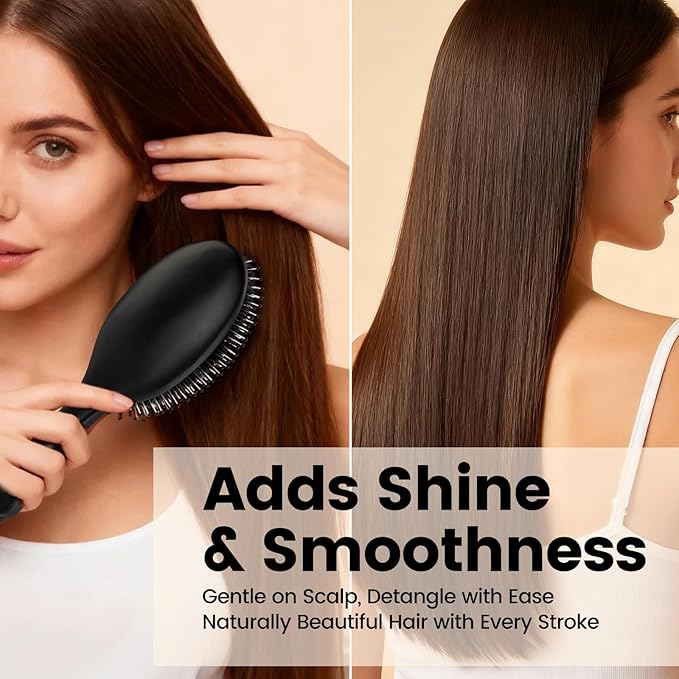 Boar Bristle Hair Brush Since 1965 British Craftsmanship, Handmade Natural Wood Slick Back Hairbrush, Gentle Detangling Smoothing Women Men Kids Curly Thick, Fine Hair