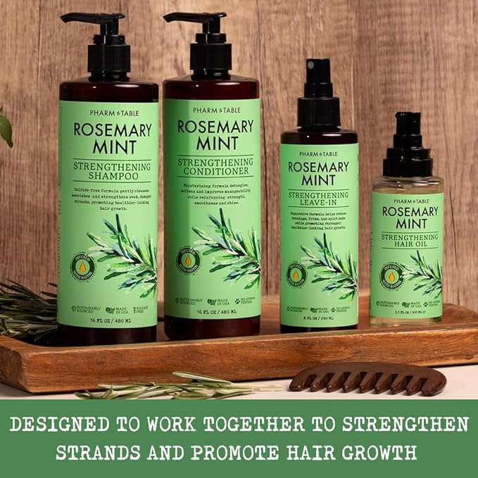 PHARM TO TABLE Rosemary & Mint Conditioner for Men and Women, Invigorates the Scalp, Moisturizes Dry and Damaged Hair, 480ml