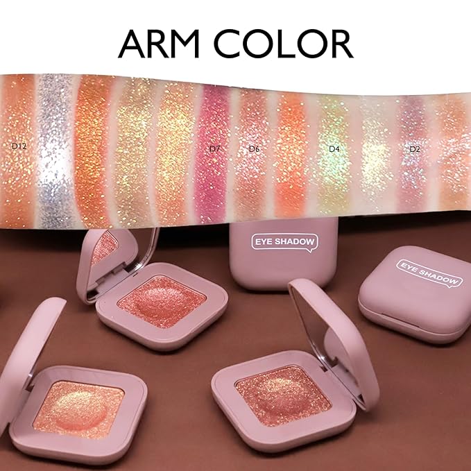 Bronze Brown Shimmer Eyeshadow, Holographic Duochrome Gold Glitter Eyeshadow Palette Color Shift Sparkling Cream to Powder Diamond Metallic Eye Shadow Highlighter Makeup for Party/Daily
