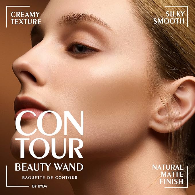 KYDA Contour Beauty Wand, Liquid Face Contouring with Cushion Applicator, High Coverage Natural Matte Finish, Lightweight Blendable Super Silky Cream Contour Stick-Light to Medium