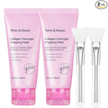TEREZ & HONOR Collagen Night Wrapping Peel Off Mask: Korean Face Mask for Elasticity, Hydrating & Glow - 100Dalton Smallest Molecular Collagen, Dermatologist Tested, 3.4 FL OZ 2 Pcs