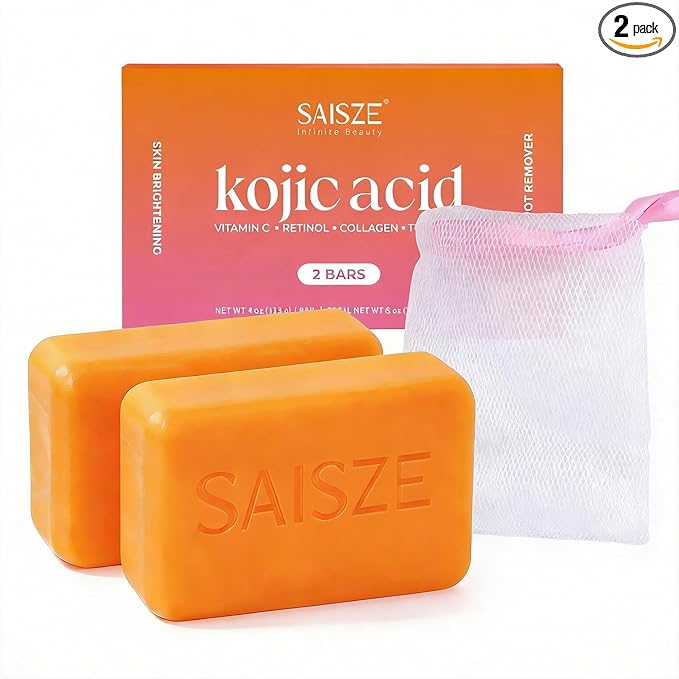 Turmeric Soap, Kojic Acid Soap Bar, 4oz x 2 BARS, Kojic Acid and Turmeric Soap Dark Spots Remover for Face and Body, Brightening, Hyperpigmentation
