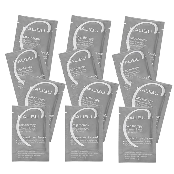 Malibu C Scalp Therapy Wellness Remedy – Dry Scalp Treatment to Soothe and Moisturize Dry Skin with Vitamin C and Zinc Gluconate – Restores Manageability (12 Packets)
