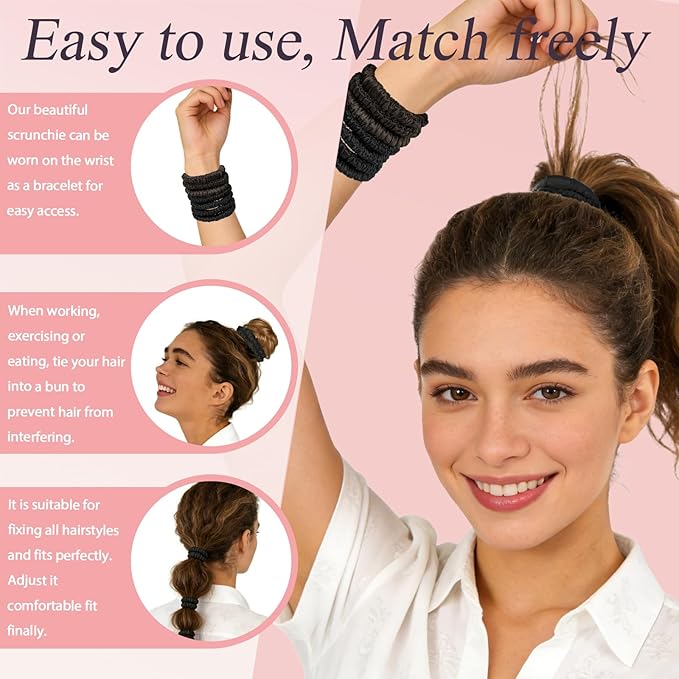Silk Satin Hair Scrunchies for Women, 8 Pack 2-Color, No Crease, Frizz Control & Hair Breakage Reduction, Soft Hair Ties for All Hair Types, Elastic Hair Accessories for Daily Wear & Gift