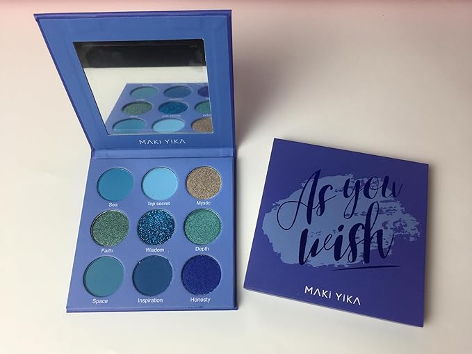 MAKI YIKA Blue Eyeshadow Palette for Women Blue Eye Shadow 9 Color Matte Shimmer Glitter Eye Makeup Palette Long Lasting Pigmented Eyes Makeup-9Blue