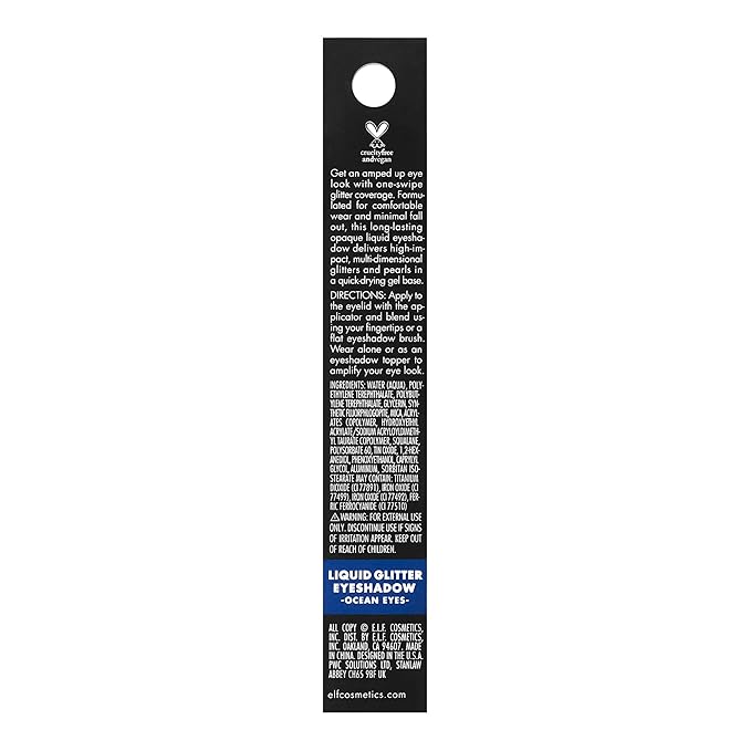 e.l.f. Liquid Glitter Eyeshadow, Long Lasting, Quick-Drying, Opaque, Gel-Based Eyeshadow For Creating High-Impact, Multi-Dimensional Eye Looks, Ocean Eyes, 0.10 Fl Oz