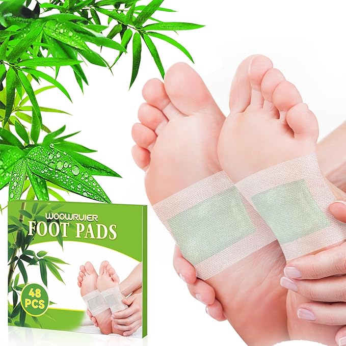 48 Packs Bamboo Vinegar Foot Pads to Feel Better, Relieve Stress & Sleep Better, Suitable for Home or Travel Use