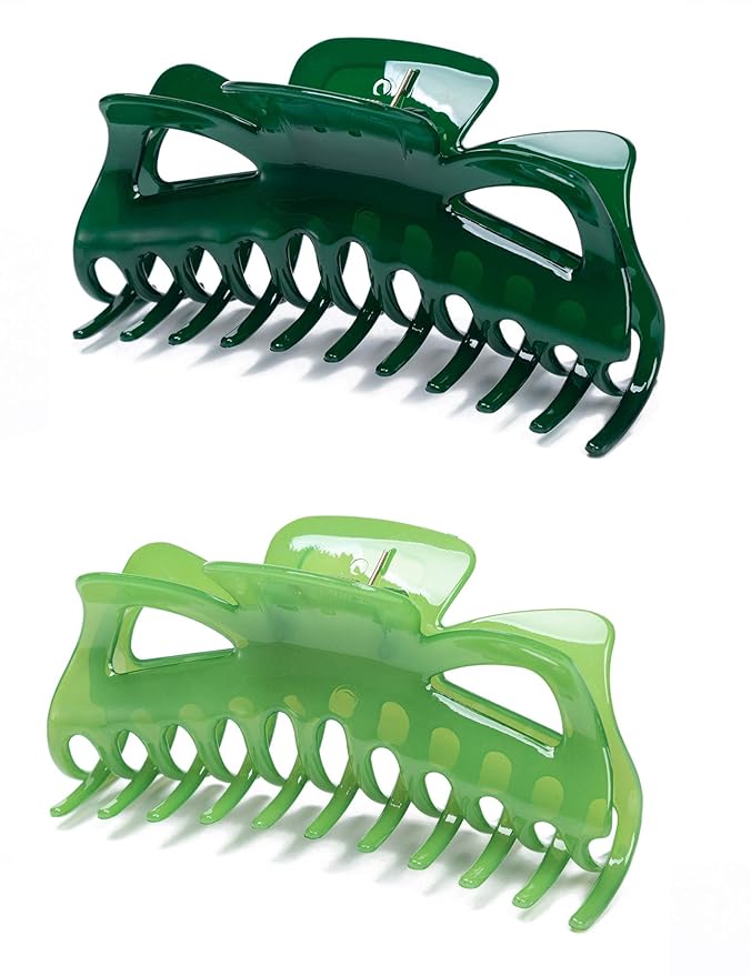 Thick Hair Super Large Clips Crystal Plastic Claw Clamps Hairgrips Clips Accessories for Women, 2 pack. (I)
