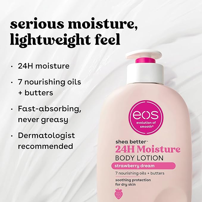 eos Strawberry Dream Scent Layering Bundle - Body Wash, Body Mist, Body Lotion