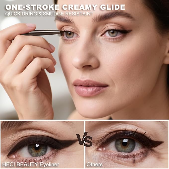 HECI BEAUTY Sharpenable Gel Eyeliner Pencil, Multi-Use Longwear Eyeliner Pencil, Ultra-Smooth Tip Eye Makeup with Up to 24HR Wear, Waterproof & Smudge-Proof - Dark brown