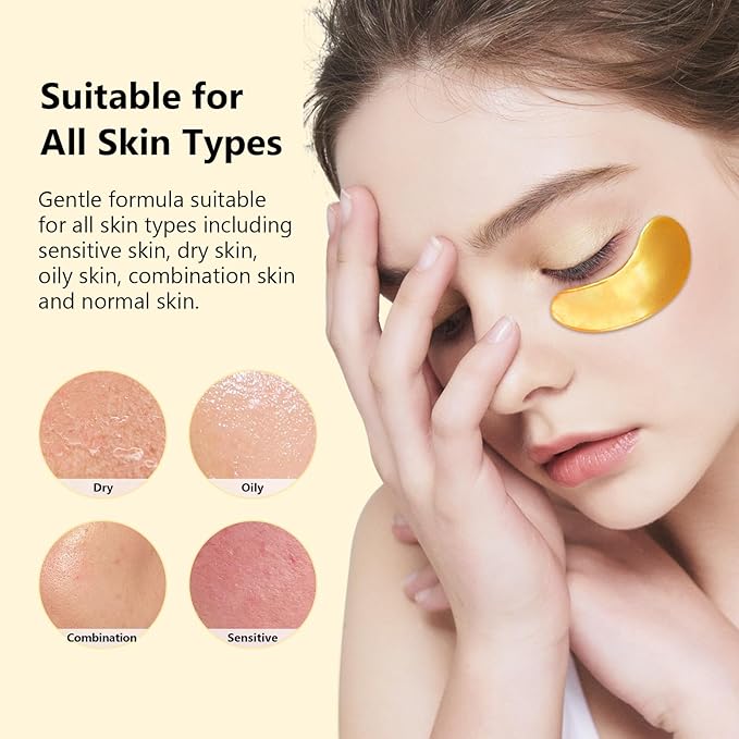 Adofect Under Eye Patches 30 Pairs, 24K Gold Under Eye Mask with Hyaluronic Acid for Dark Circles and Puffy Eyes, Bachelorette Party Accessories, Bridesmaid Gifts, Daily Skin Care
