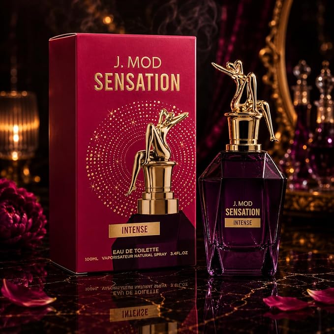 J. Mod Sensation Intense Eau de Parfum for Women - Oriental Floral Perfume with Ylang-Ylang, Cardamom and Vanilla - Long Lasting Bold Evening Fragrance Spray, 3.4 Fl Oz / 100 ml