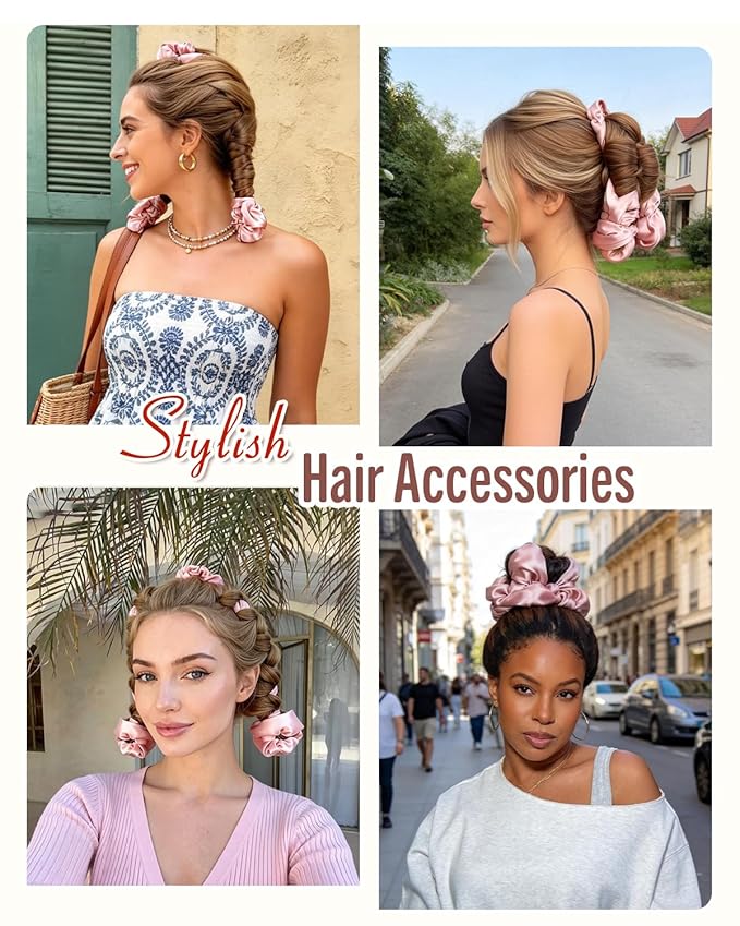 BONNET QUEEN Heatless Hair Curler for Heatless Curls Overnight, All-in-One Sleepy Tie Satin Curling Rod, Hair Curlers to Sleep In, Overnight Blowout Rods, Hair Rollers for Women Long Hair, Cream Pink