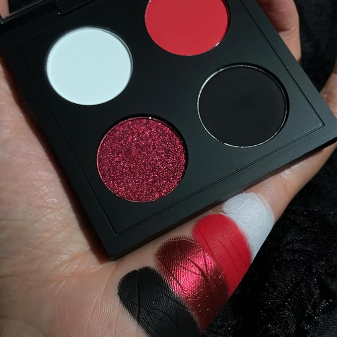 Afflano Goth Eyeshadow Makeup Kit, Multichrome White Black Red Eyeshadow Palette, Goth Black lipstick Matte Waterproof,Ultra-Pigmented Intense Metallic Smokey Eye shadow SFX Halloween Gothic Makeup