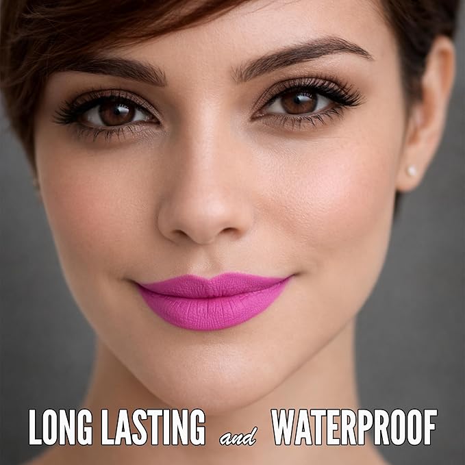 Long Lasting Lipstick with Lip Liner Combo | Waterproof & Transfer-Proof | Comfortable Hydrating with Shea Butter | Bold Pigment Matte Color Lip Stain | Talc-Free & Vegan Product that Performs | Pink