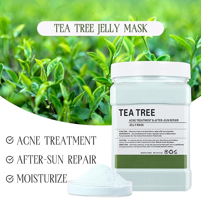 Jelly Masks for Facials Professional,Jelly Face Mask Skincare Hydrating,Jelly Masks Powder for Face Moisturizing,Smoothing,Deep Cleaning,Oil Contral,for All the Skin 23 Fl Oz (Tea Tree)