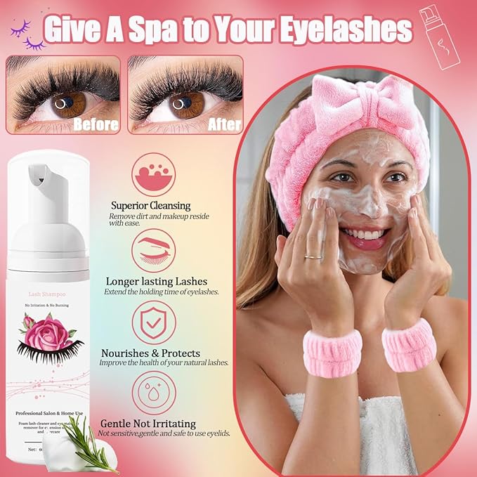 DNSGOOR DIY Lash Extension Kit 727Pcs Lashes Clusters with Bottom Lashes Lash Bond and Seal Glue Remover Lash Shampoo Cleansing Brush Headband Wristband Tweezers Eyelash Brush Applicator