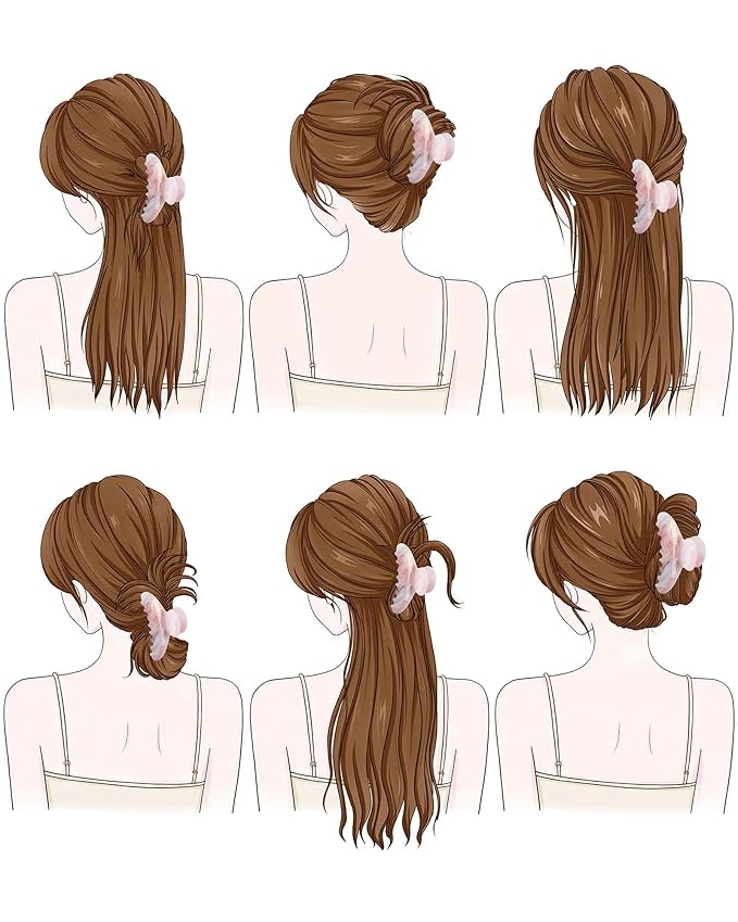 Mesovor 4 Pack Acrylic Hair Clips Claws, Nonslip 4.1" Large Hair Grip Hairclips for Thin and Thick | French Banana Barrettes Hair Strong Hold Hair Jaw Clamps (Light Blue, Orange, Light Pink, Purple)