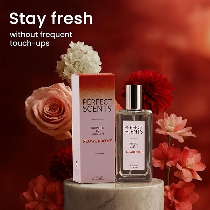 Perfect Scents Fragrances | Inspired by V&R’s Flowerbomb | Women’s Eau de ToileƩe | Vegan, Paraben, Phthalate Free | Never Tested on Animals | 3.4 Fl Oz