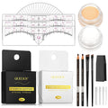 Brow Mapping Kit includes 10m X Black&White Mapping String, 50pcs Eyebrow Ruler Stickers,White and Light Beige Brow Concealer & 2 Brow Brushes, Eyebrow Pencil Razor Sharpener and Instruction