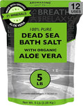 Aromasong Dead Sea Salt with Organic Aloe Vera, Spa Bath Salts, 5 Lbs Fine Bulk resealable Pack, 100% Pure & Natural, Soak for Women & Men for Tired Muscles & Skin Issues (Packaging May Vary)