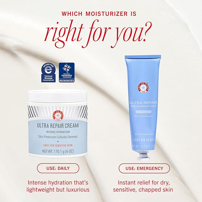 First Aid Beauty Ultra Repair Rescue Barrier Balm, 1% Dimethicone OTC Skin Protectant, Fragrance Free, Helps Relieve Dry, Red, Cracked & Irritated Skin, Sensitive Skin Safe, 2.25 oz