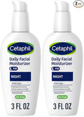 Cetaphil Night Moisturizer for Face, Hydrating Facial Moisturizer with Hyaluronic Acid, All Skin Types, Lightweight and Non-Comedogenic, Dermatologist Recommended for Sensitive Skin, 3oz (Pack of 2)