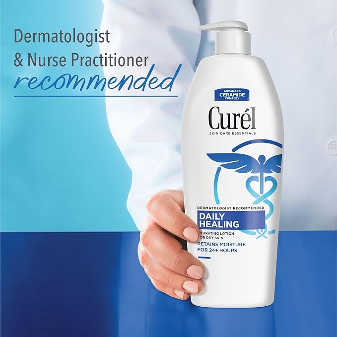 Curel Daily Healing Body Lotion for Dry Skin, Hydrating Body Lotion with Advanced Ceramides Complex, Dermatologist Recommended, 13 Oz, Pack of 3