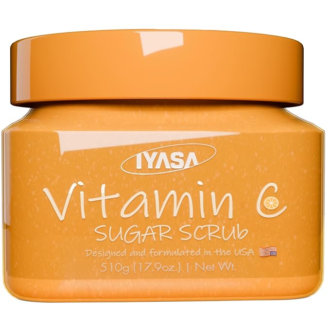 IYASA Vitamin C Sugar Scrub for Daily Exfoliation | Helps Remove Dead Surface and Supports Smoother-Feeling Skin | Refreshing Cleanse | Suitable for Melanin-Rich Skin | 17.9 oz