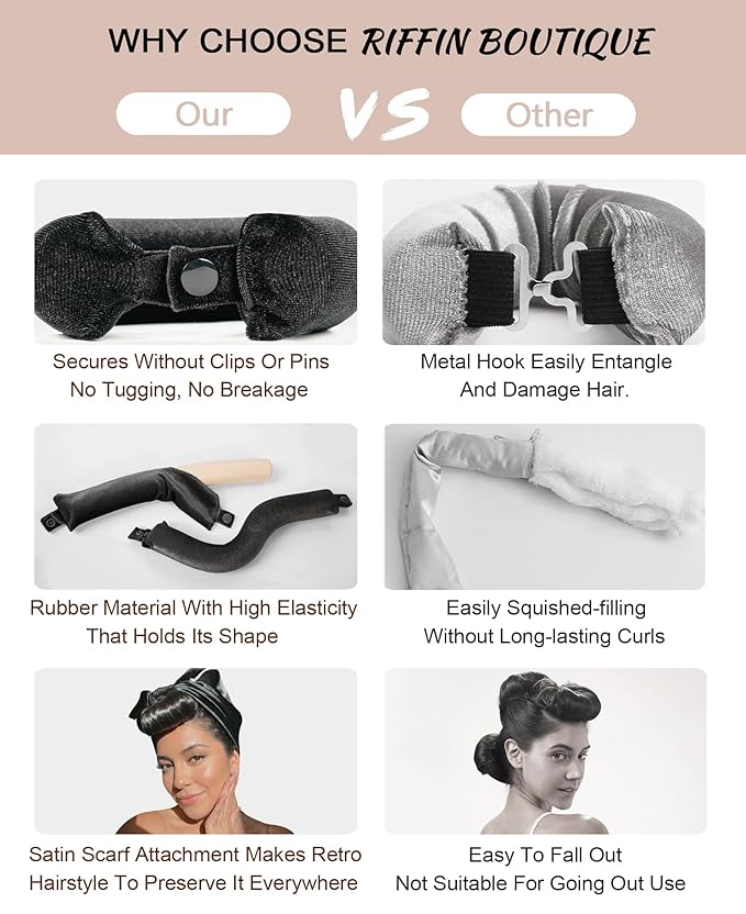 Classic Velvet Heatless Hair Curler Curling Rod Set - Soft Jumbo Large Flexi Rods Hair Rollers Curlers to Sleep In for Women, No Heat Heatless Curls Overnight Rods for Long Hair Volume Look