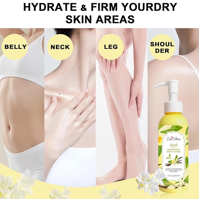 Body Lotion, 24hr Moisturizing & Deep Hydration, Absorbs Instantly Moisturizer for All Skin Types, 5.3 fl oz (1 Pack, Herb)