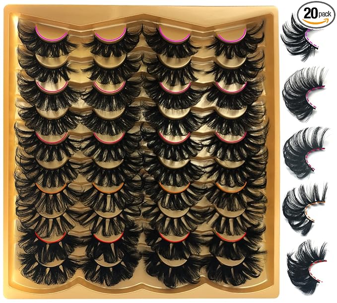 25MM Mink Lashes 25 mm False Eyelashes Long 20 Pairs Pack Dramatic 5D Full Volume Fake Eyelashes 5 Styles Wispy Curly Mink Eyelashes Wholesale, by TIMELABS