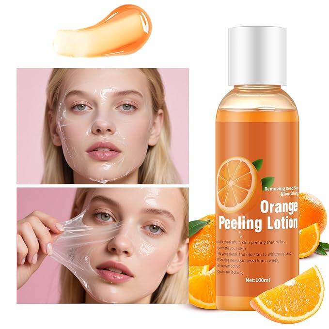 Vitamin C & Peel Off Face Mask for All Skin Types, Orange Peeling Lotion Gentle Exfoliating Blackhead Remover Poreless Deep Cleanse Purifying Hand Masks for Face Arms Neck Gifts