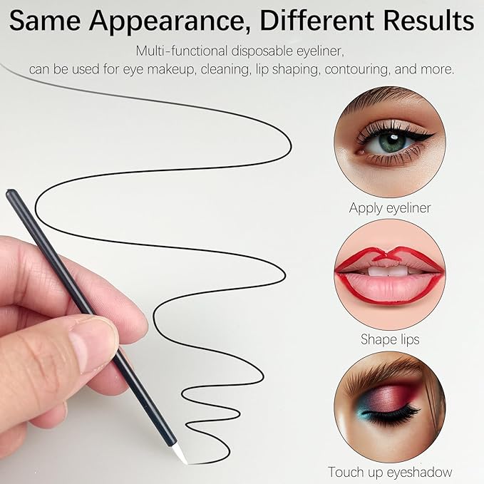 100PCS Black Disposable Eyeliner Brushes, Cosmetic Eye Wands for Eyeliners, Lip Liners, Eye Makeup, Eyelashes, and Detail Painting, Makeup Brush Applicators
