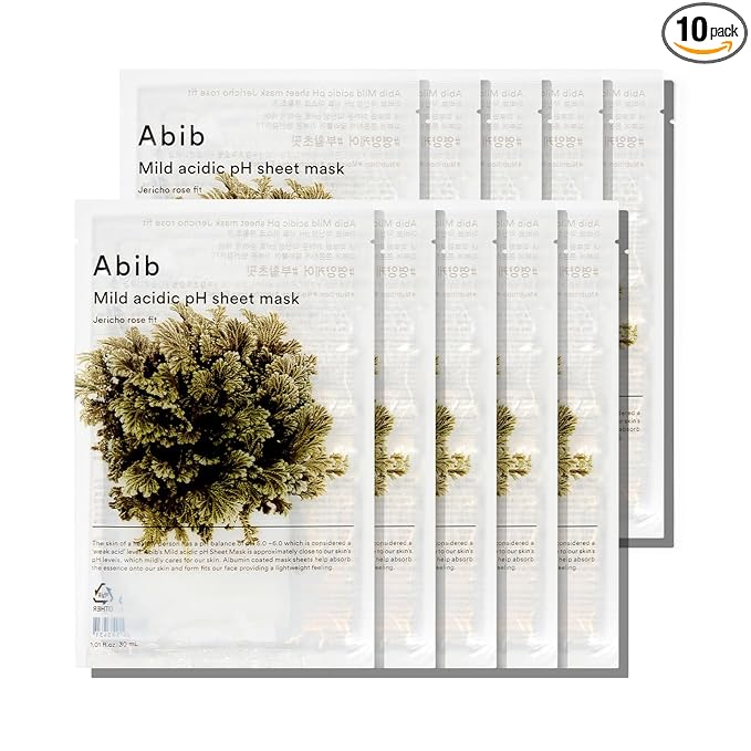Abib Mild Acidic Ph Sheet Mask Jericho Rose Fit 10 Sheets (Anti-aging) I Korean Face Mask for Sensitive Skin, Soothing & Redness Relief, Daily Skincare Treatment, K-Beauty Sheet Mask